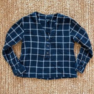 Madewell Top - Black Cotton Check Blouse